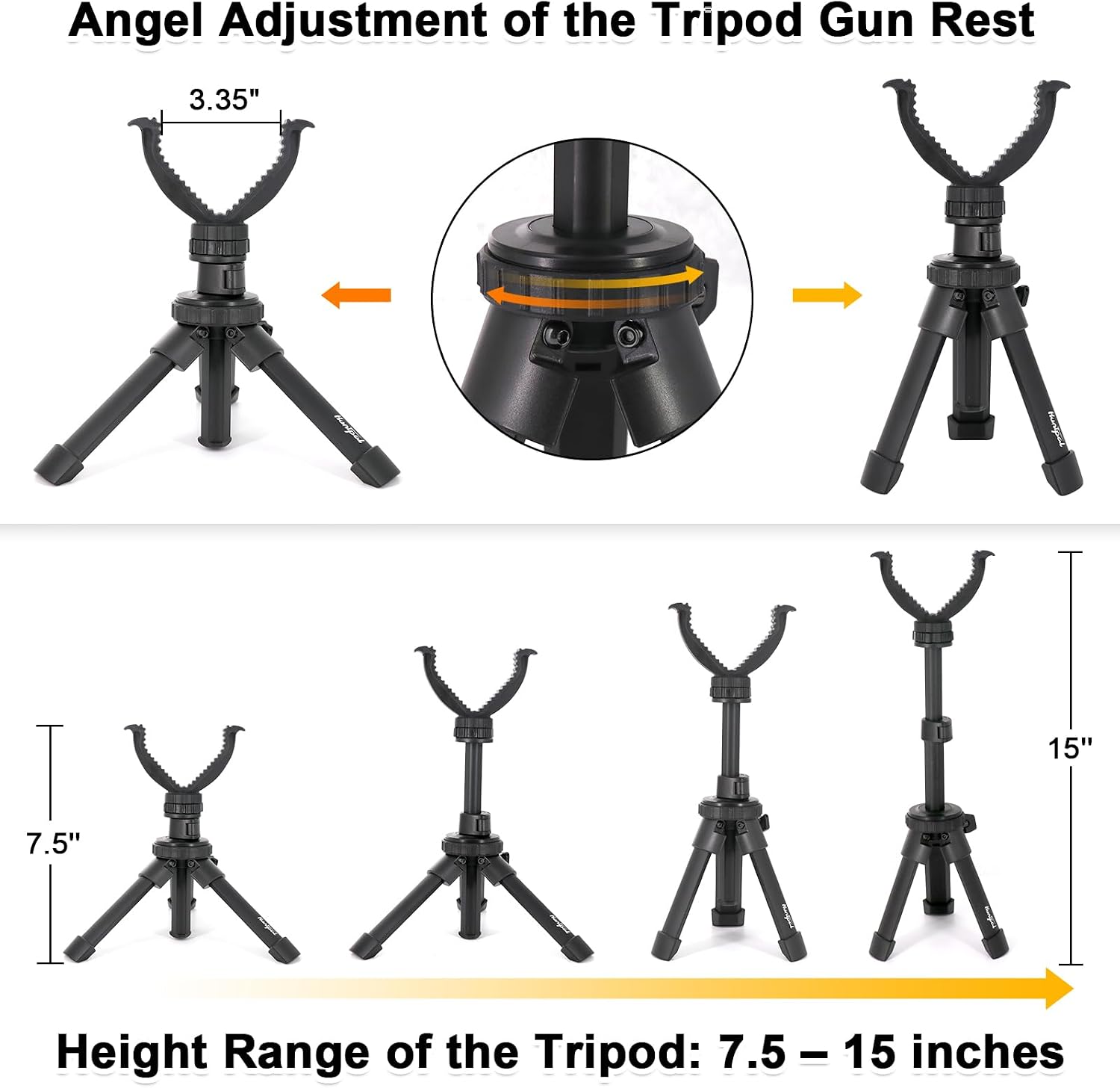 Tripod Shooting Stick Rifle Table Shooting Rest, for Range Practice | Portable, Adjustable Height, Compact Aluminum