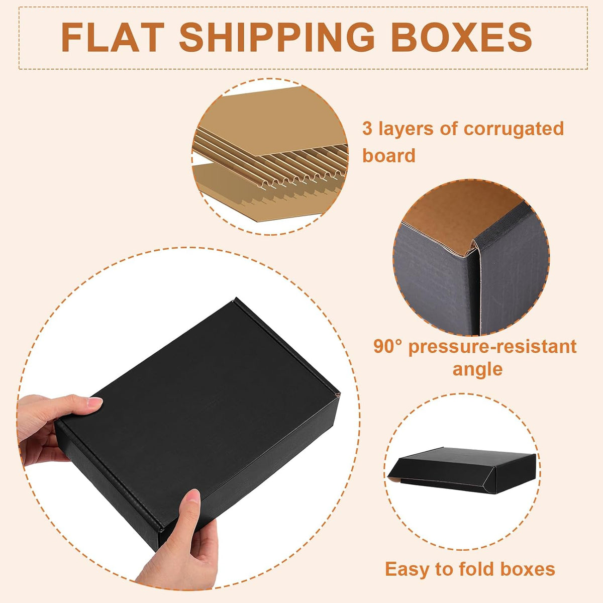 100 Pcs 12 x 9 x 3 Inches Shipping Boxes, Black