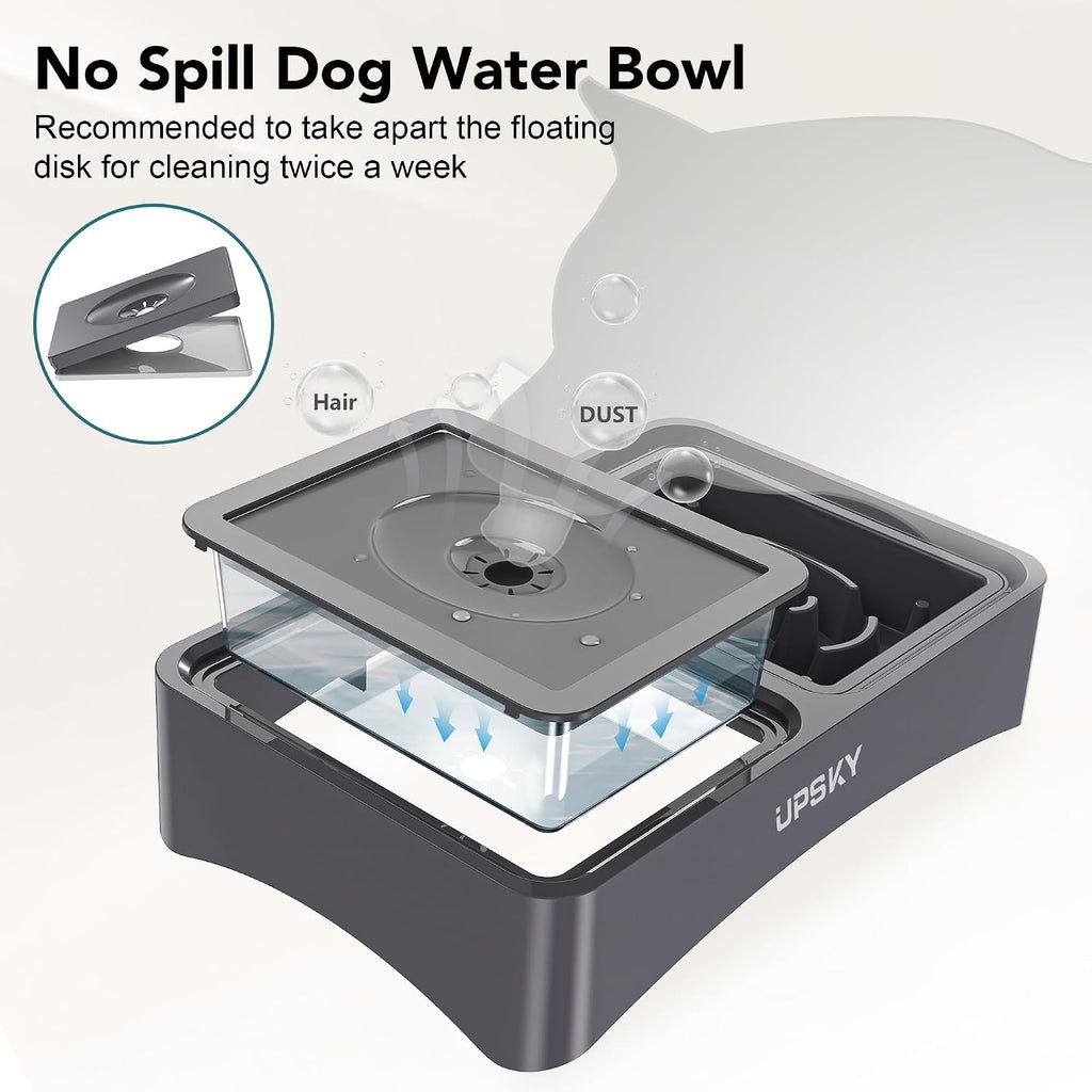2-in-1 Elevated Dog Bowls Slow Feeder, 4 Height Adjustable Raised Bowl Stand, No Spill Dog Water Bowls, Anti-Slip