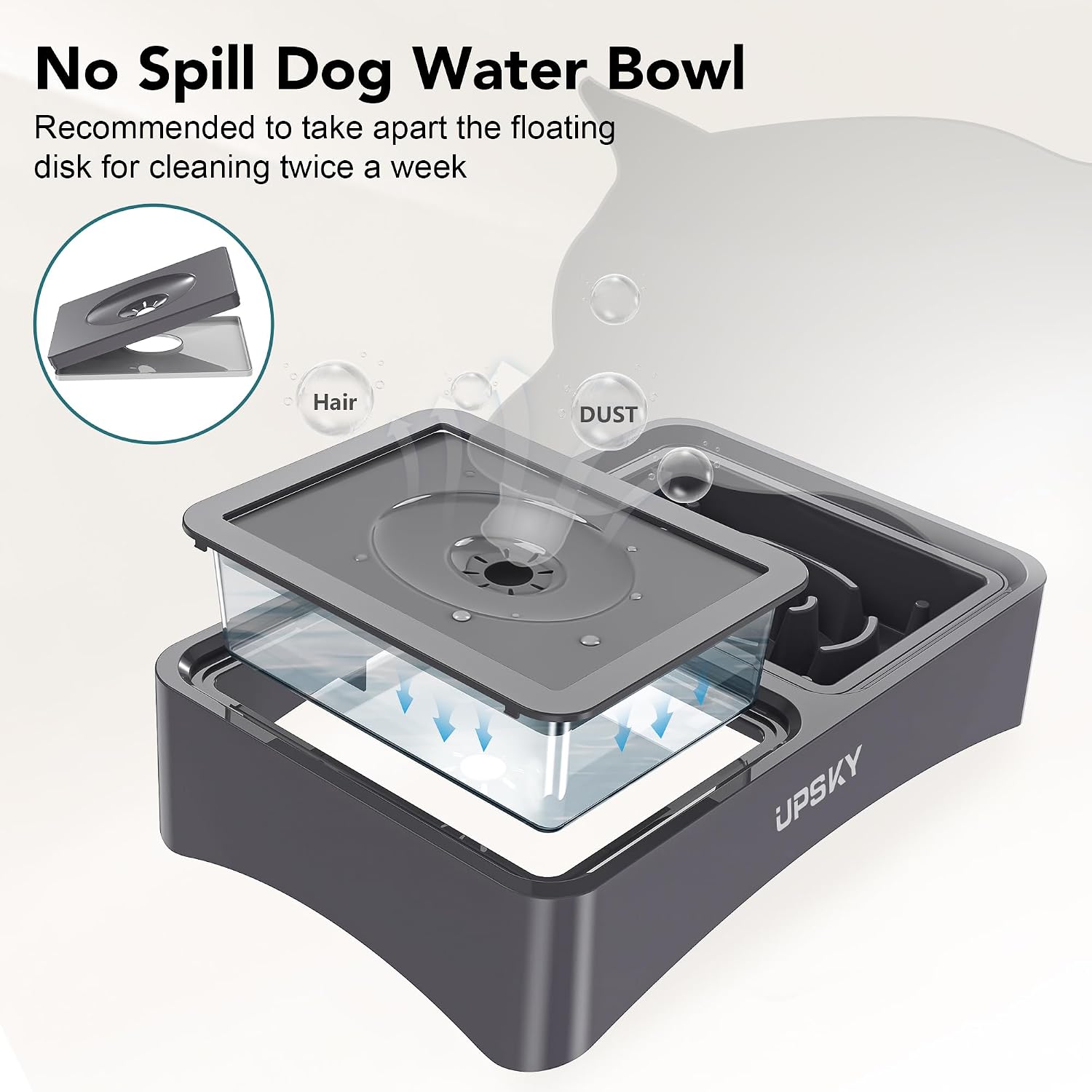 2-in-1 Elevated Dog Bowls Slow Feeder, 4 Height Adjustable Raised Bowl Stand, No Spill Dog Water Bowls, Anti-Slip