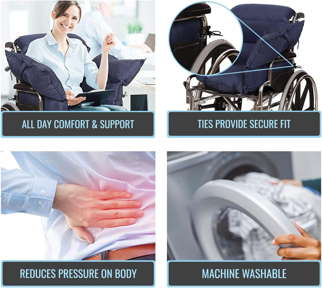 Comfort Wheelchair Cushion & Pad with Side Supports, Recliner & Wheelchair Seat Cushion, Padded Back & Arm Supports