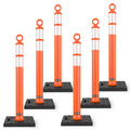 42 Inch Orange Traffic Cones Delineator Posts with Base 6 Pcs | 11.8" x 11.8" weighted base with reflective collars