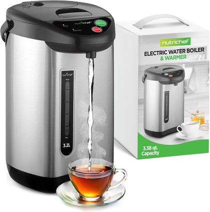 Hot Water Urn Pot 3.38 QT, Insulated Stainless Steel Hot Water Dispenser & Boiler, Auto & Manual Dispense, Safety