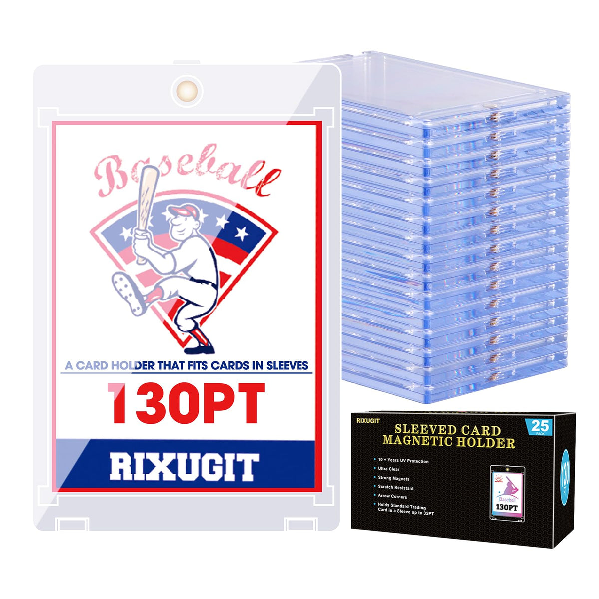 25-Pack 130pt Sleeved Card Magnetic Holders