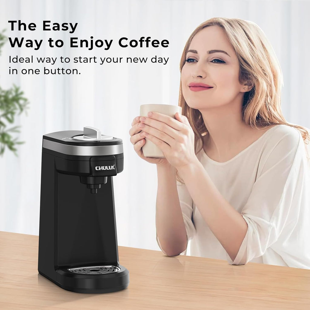 Mini Single Serve Coffee Maker for K Pod, Brew Up to 12oz Cup, Black | Fast-Heating Boiler System, Single Cup