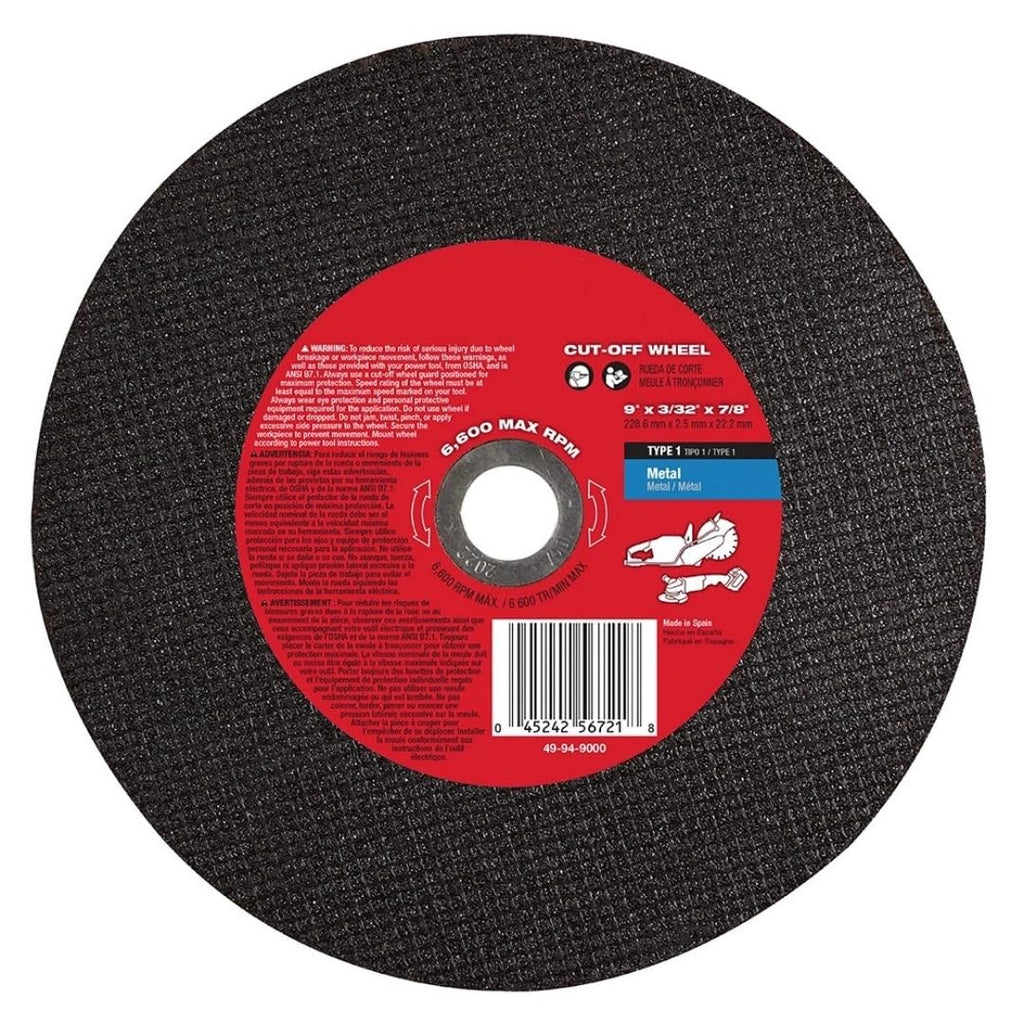 for Milwaukee 49-94-9000 9" X 3/32" X 7/8" Metal Cut-Off Wheel - (5Pack)