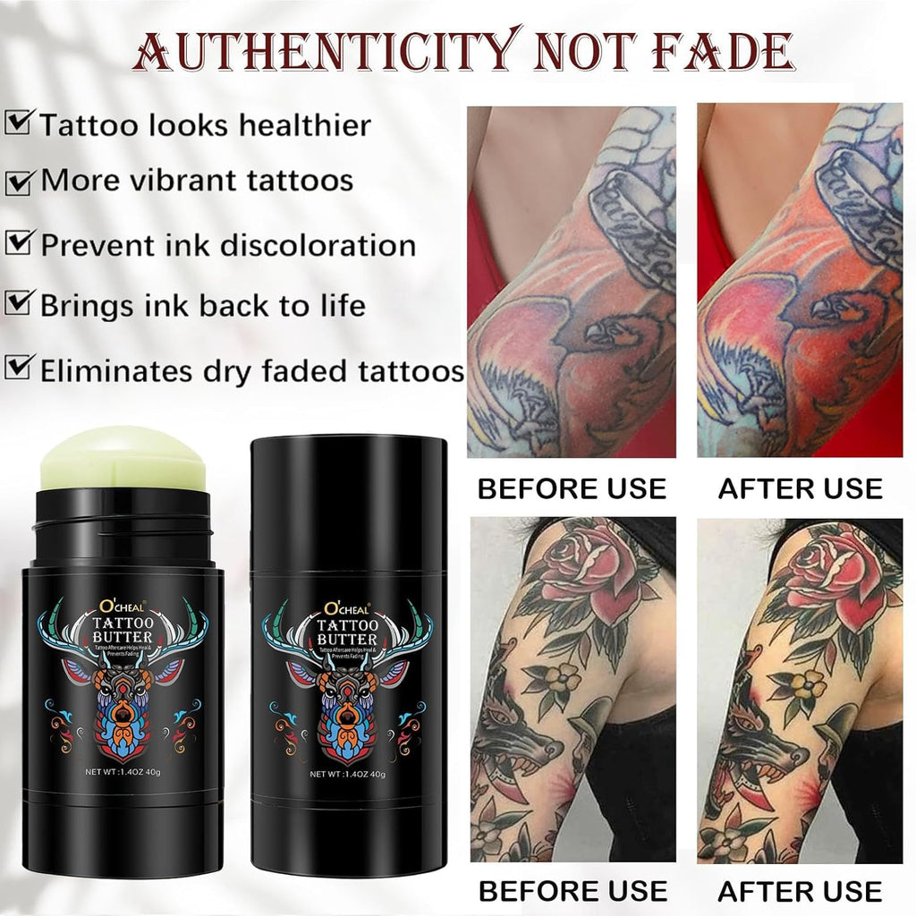 Tattoo Aftercare Butter Balm,Natural Organic Tattoo Cream Moisturizer for Old & New Tattoos Healing Brightener Color