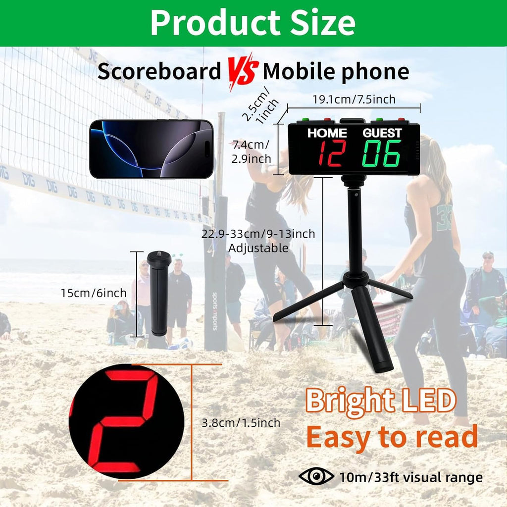Battery Powered Scoreboard Clock Timer with Buttons, Portable Digital Scoreboard with Remote, Electronic Scoreboard