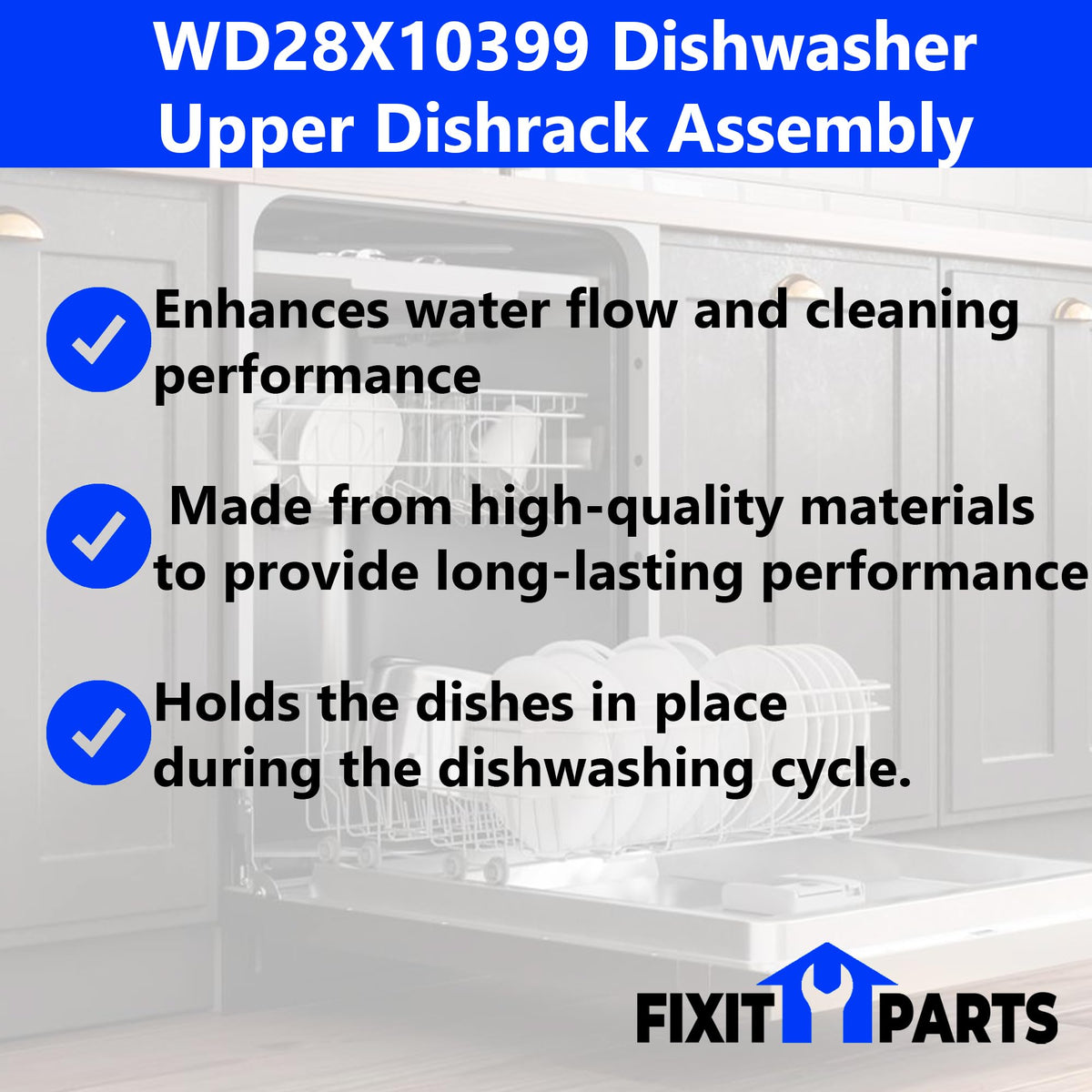WD28X10399 Upper Rack Assembly for General Electric GE Dishwashers