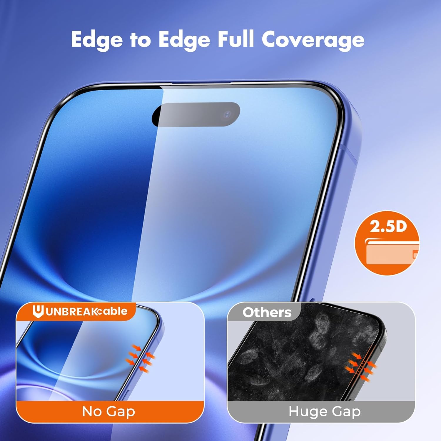 for iPhone 16 Screen Protector, 3-Pack Full Coverage Tempered Glass [Military Grade Shatterproof] [9H Hardness] [Easy