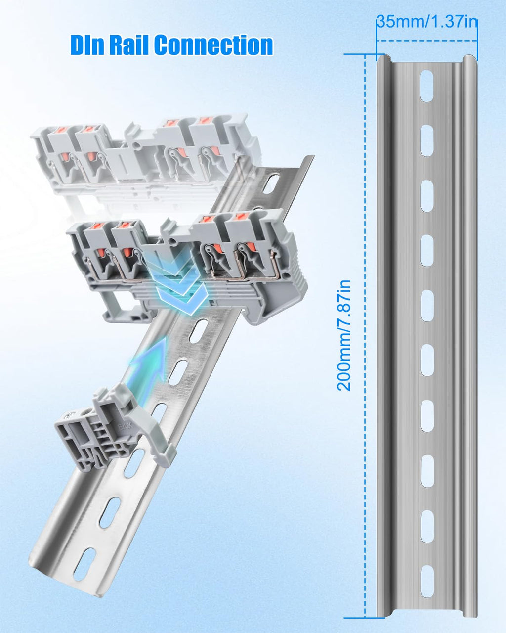 ST2-2.5 DIN Rail Terminal Block, Push in Twin Spring Screwless Connector