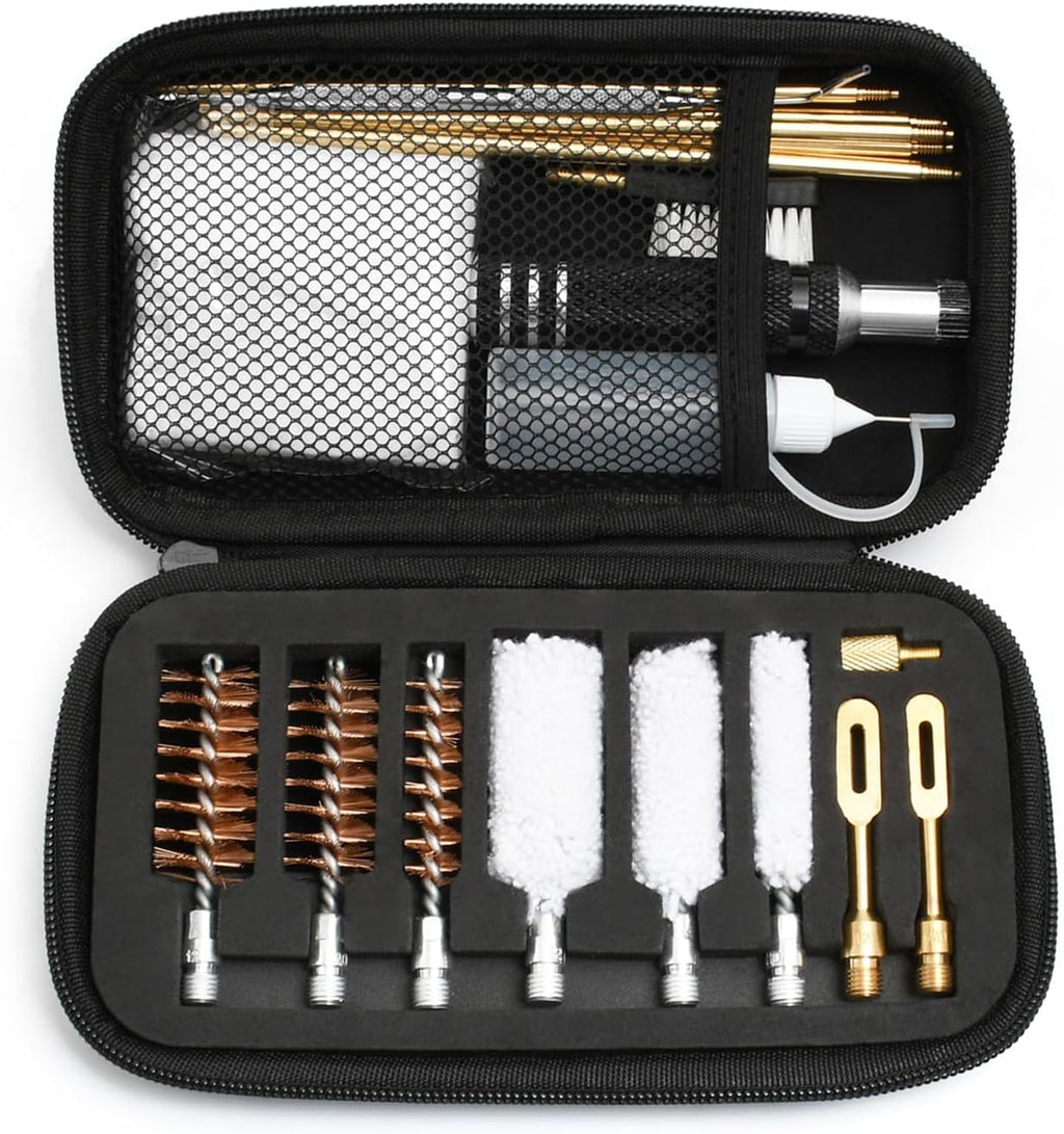 Shotgun Cleaning Kit for 12, 20, 410 Gauge | Bronze Brushes, Brass Adaptor, Cotton Mops, Cleaning Pick, Patch Holder