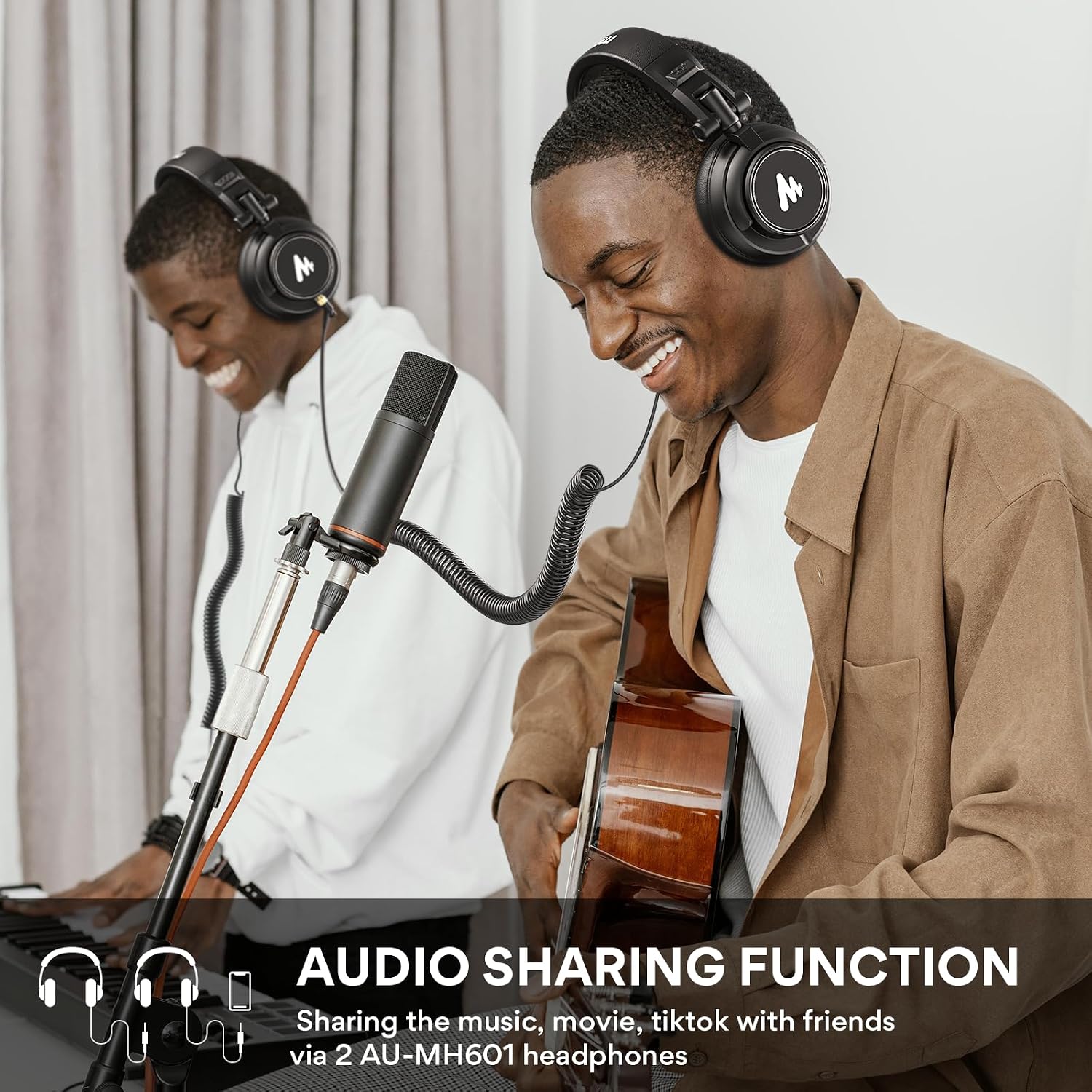 MH601 Wired Studio Headphone for Podcast Recording Stream DJ Mixing | Over Ear Headset with 50mm Drivers, Detachable