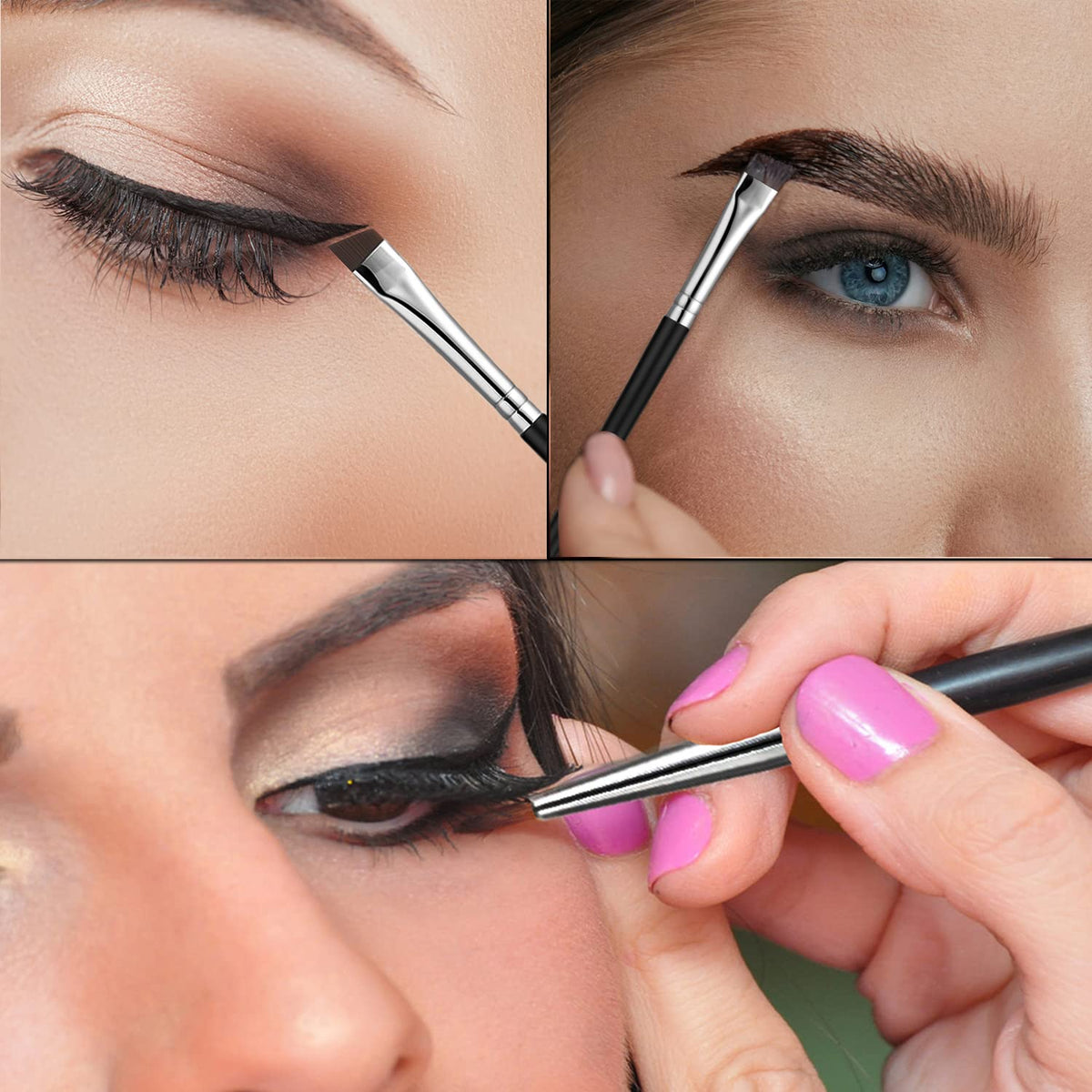 Fine Angled Eyeliner Brush, JASSINS Ultra thin EyeLiner Brushes Set(3PCS)