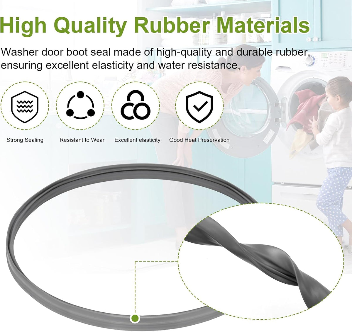 MDS47263101 Dryer Door Gasket Seal Compatible with LG/Kenmore Dryers, Replaces AP5071694, 1464250, 383EEL9001W, AH3535212, EA3535212, PS3535212 Clothes Dryer Door Seal Replacement Part for LG