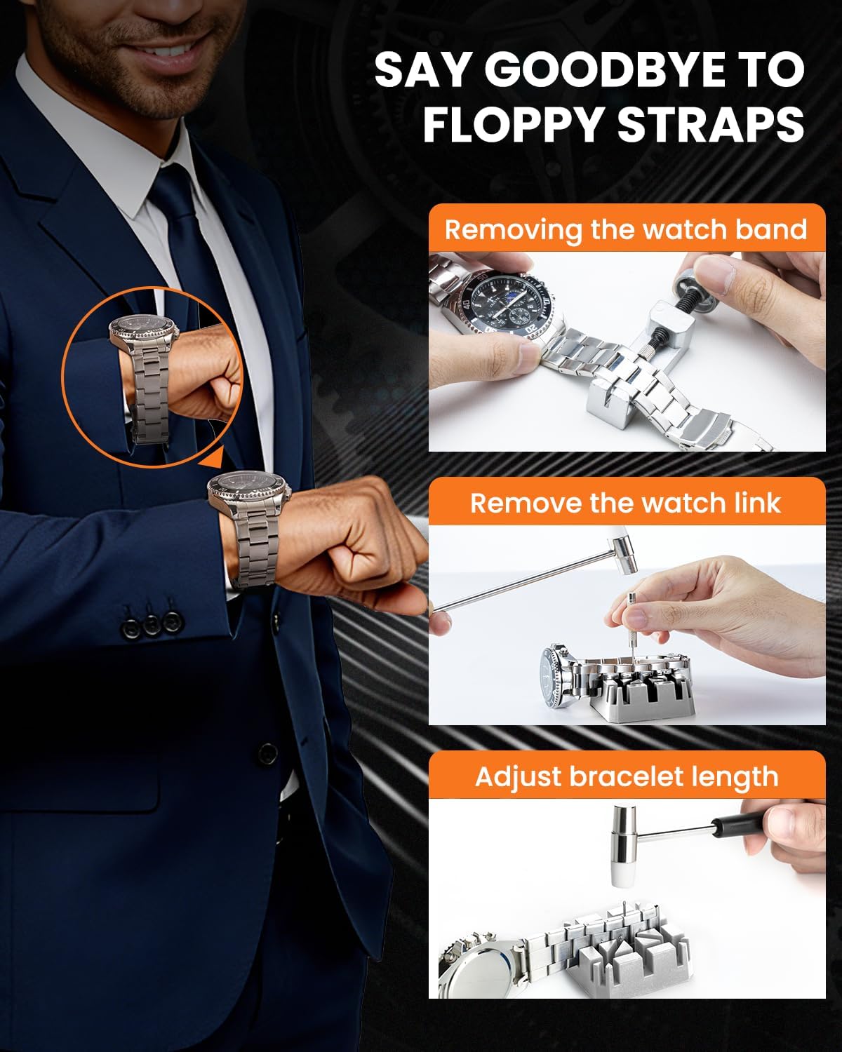 154PCS Watch Repair Kit:Watch Link Removal & Battery Replacement | All-in-One Watch Repair Tools & Kits with Band Pin