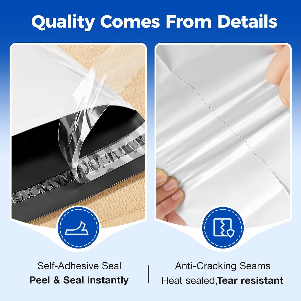 Bulk Pack 1000 Pcs White Poly Mailers 9x12 Inch