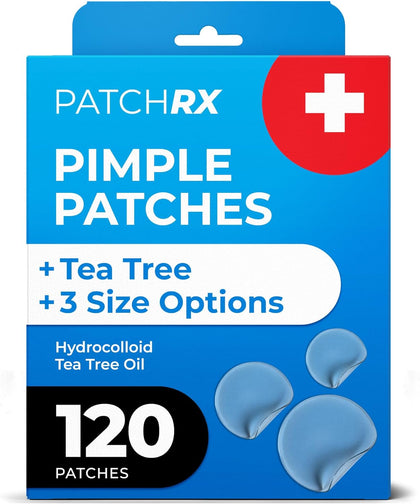 Pimple Patches for Face (120 Patches), Hydrocolloid Acne Patches with Tea Tree Oil, Pimple Patch Pimple Stickers