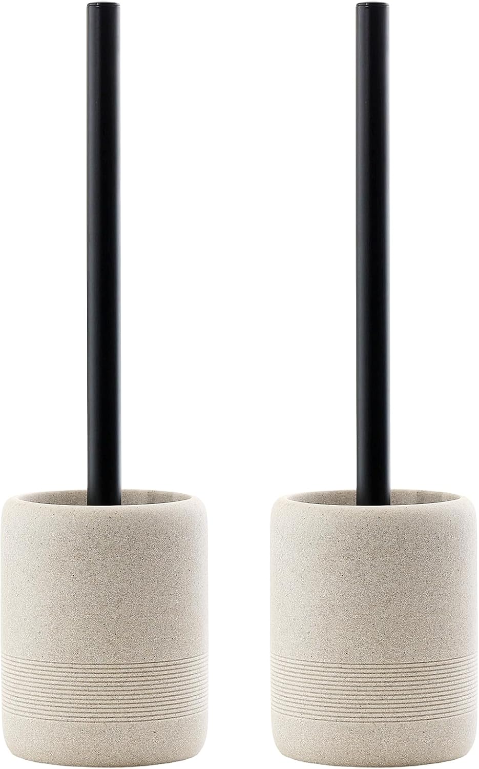 Toilet Brush and Holder Set, 2 PCS,Simple Sandstone Look,Beige | Decorative Toilet Bowl Brush and Holder