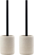 Toilet Brush and Holder Set, 2 PCS,Simple Sandstone Look,Beige | Decorative Toilet Bowl Brush and Holder