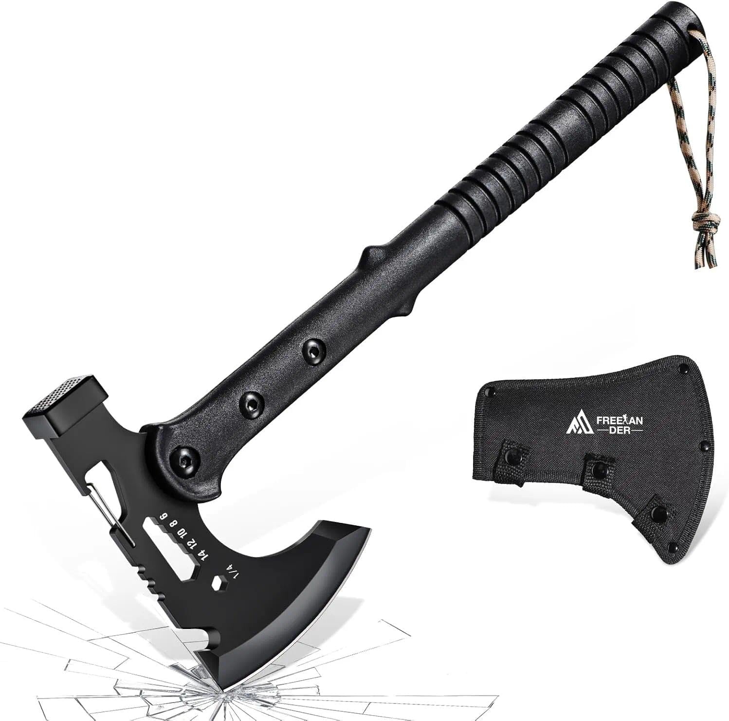 Hatchet Axe with Sheath, Multi-Functional Tactical Tomahawk | Sharp Portable Survival Axes with Hammer for Camping