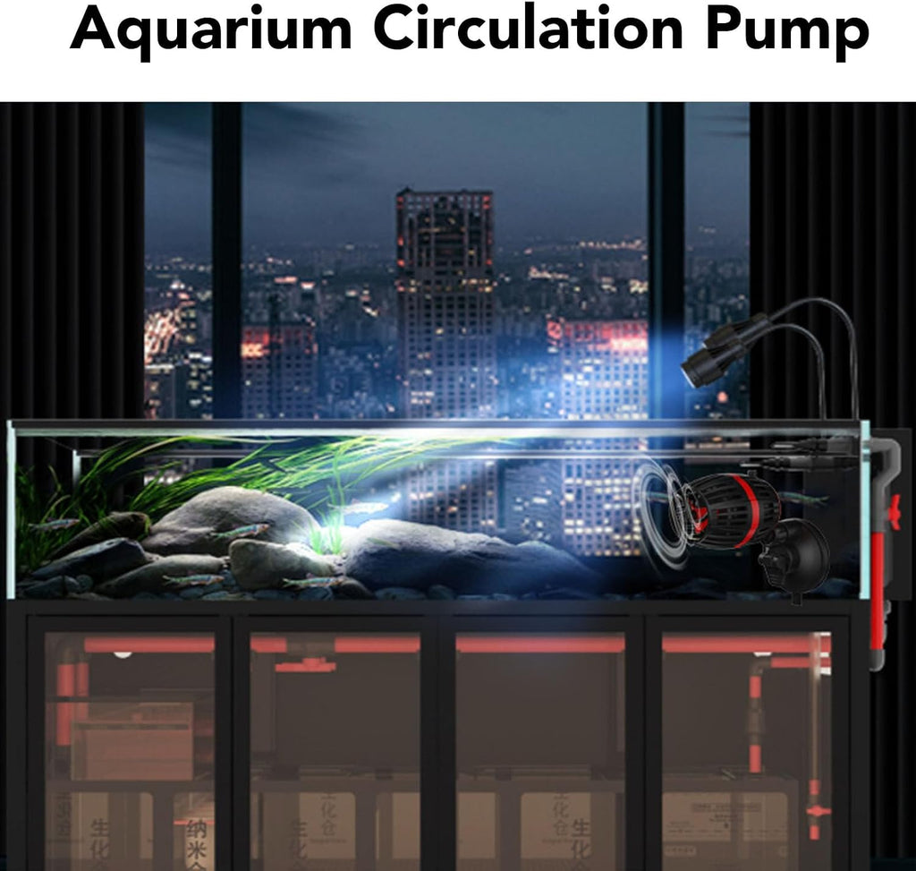 Aquarium Wave Maker Pump, 4 Gears Variable Frequency Powerhead for Saltwater & Freshwater Tanks, Quiet Circulation