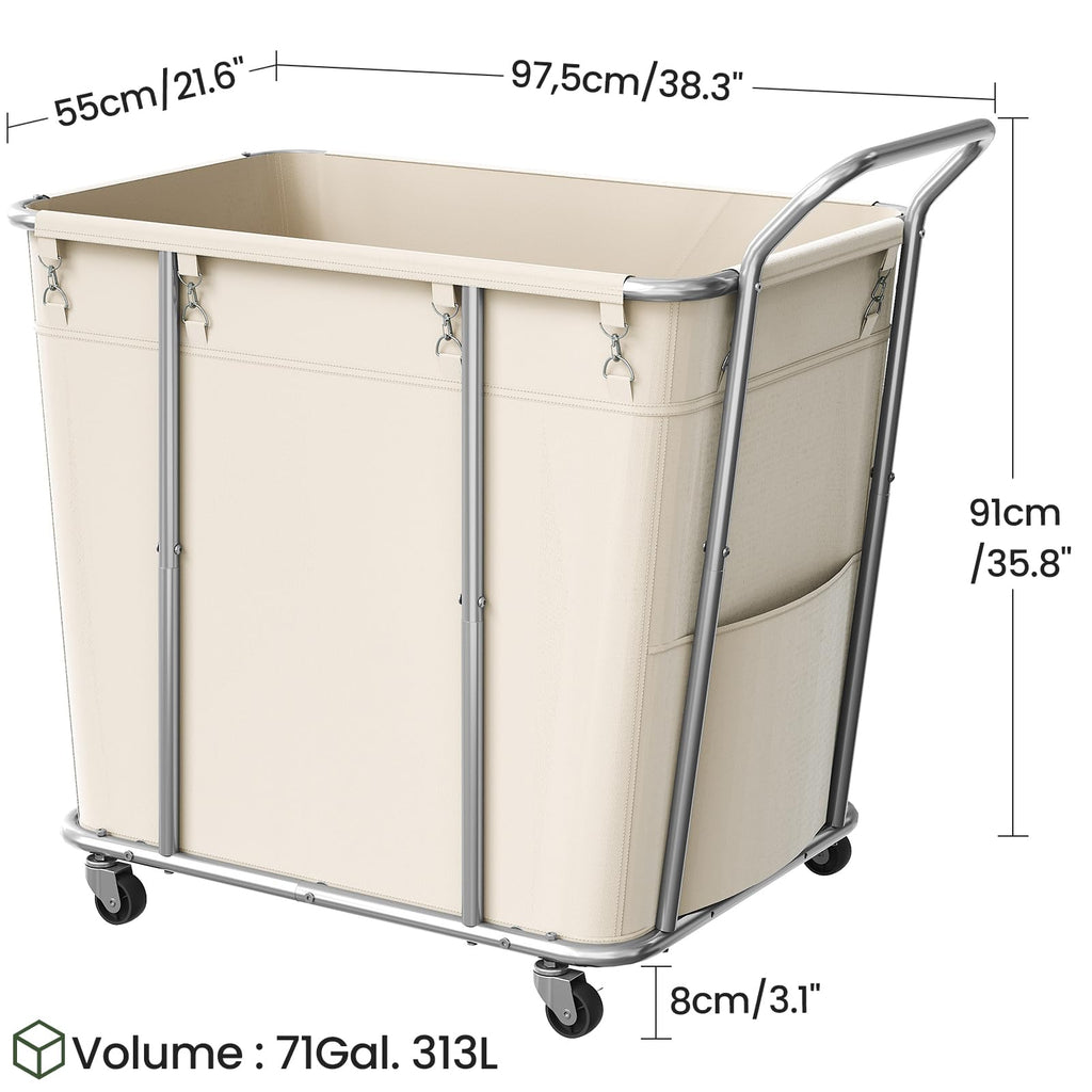 Laundry Sorter, 313L Large Laundry Basket, Rolling Hamper, Minimalist Laundry Organizer on Wheels