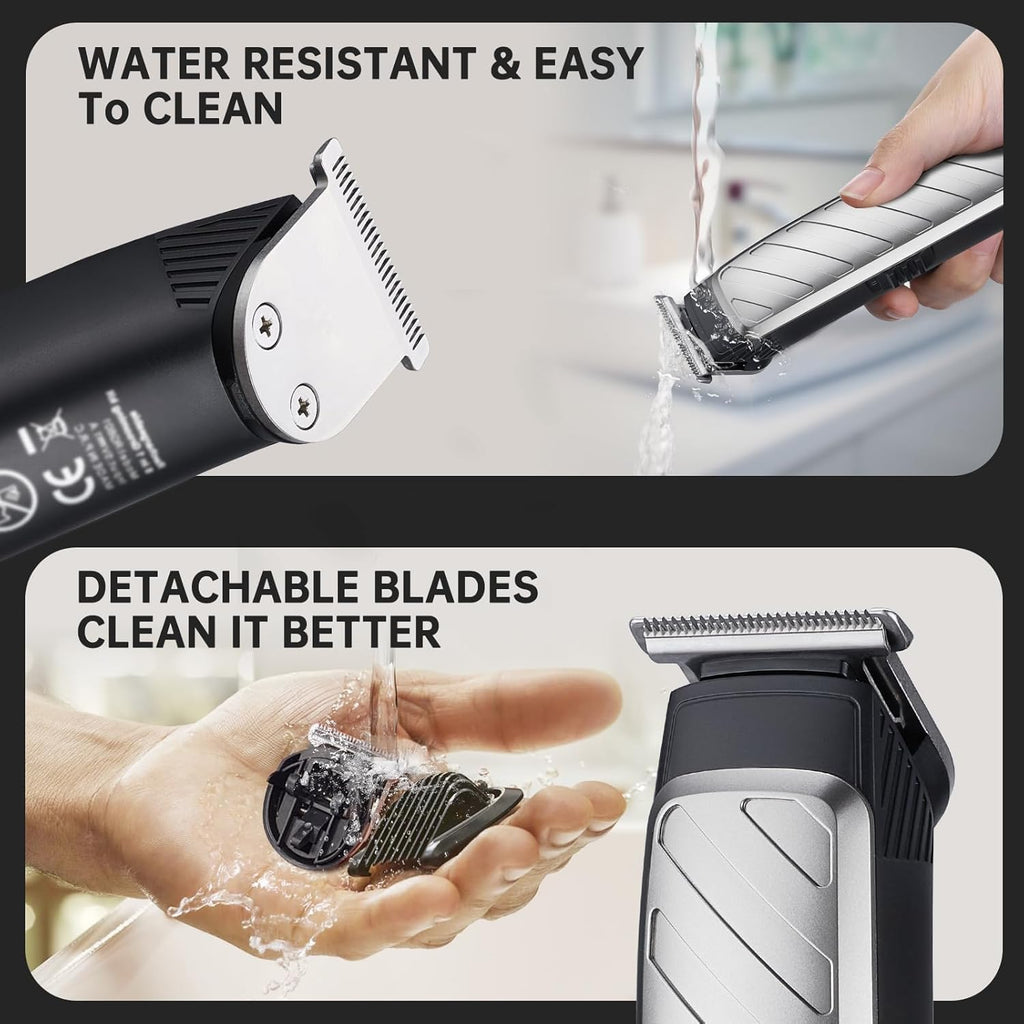 Beard Trimmer for Men, 3-in-1 Grooming Kit, with Stainless Steel Heads, Nose/Body Trimmer & Storage Base - 120Min