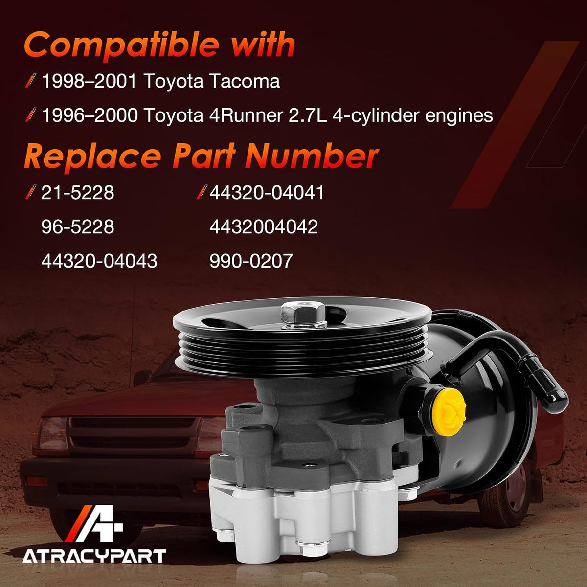 Power Steering Pump Fits 96-01 Toyota Tacoma 2.4L/2.7L, 96-00 4Runner 2.7L
