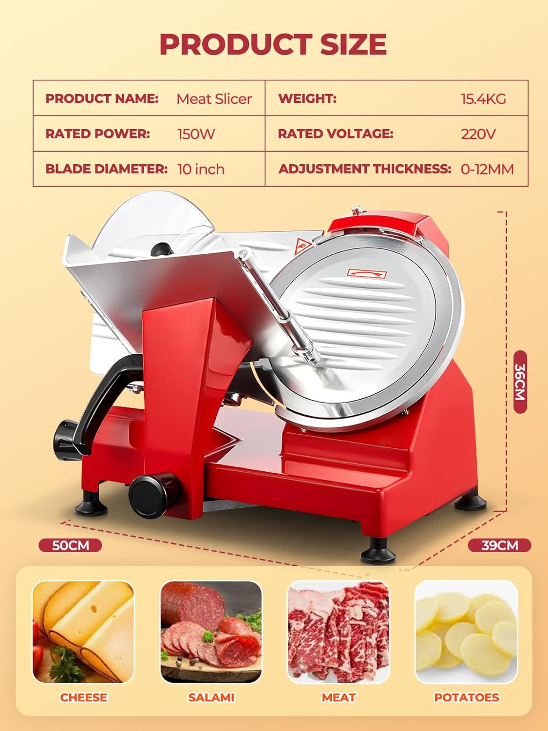 300W Commercial Electric Meat Slicer for Home