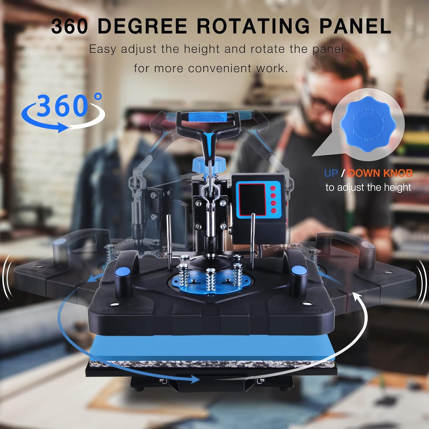 Upgraded 8 in 1 Heat Press Machine 15x15 Inch Heat Transfer Machine 360-Degree Swing Away Multifunction Digital