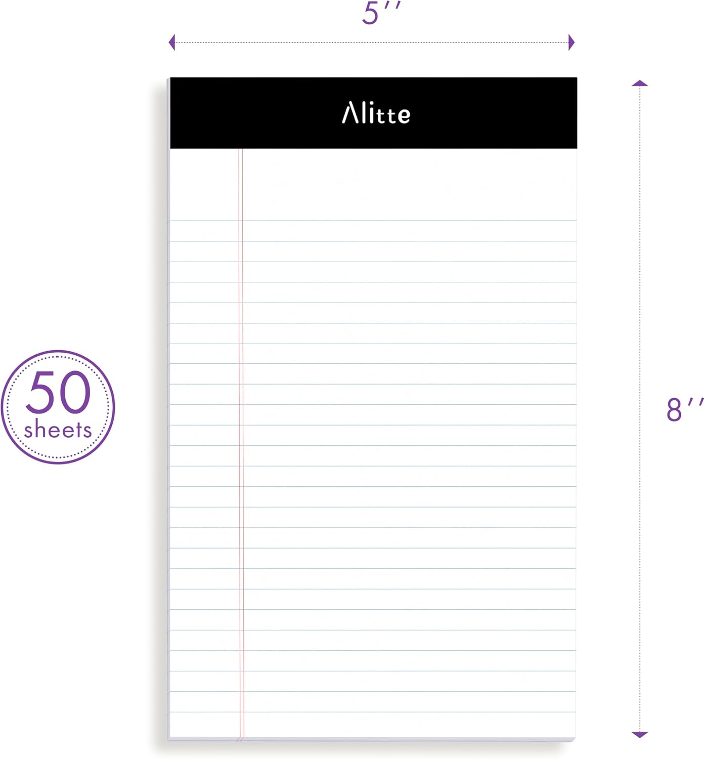 Legal Notepads 5x8, Pack of 12 - Perforated Narrow Ruled Writing Pad - Premium Thick Paper, No Ink Bleeding - Blank