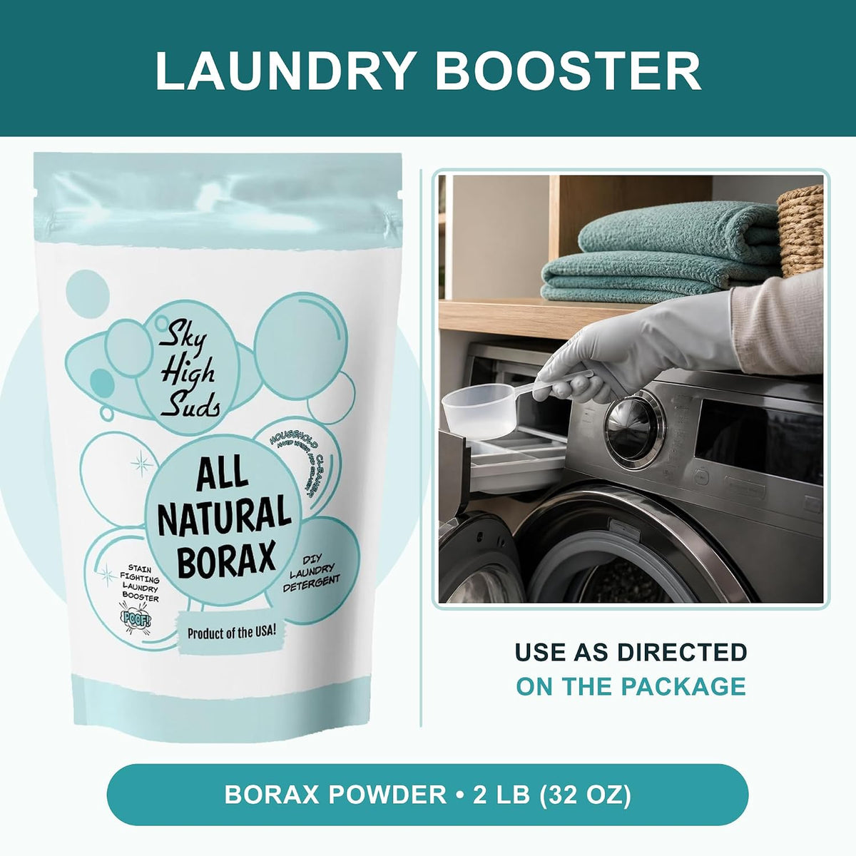 All-Natural Borax Powder, 2 lb, Laundry Booster, Made in USA