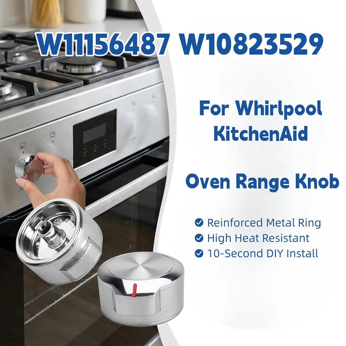 W11156487 W10823529 Oven Knob for KitchenAid Whirlpool Range Stove (2 Pack)