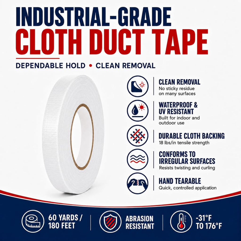 CDT-36 White Cloth Duct Tape, 1/2 Inch x 60 Yards