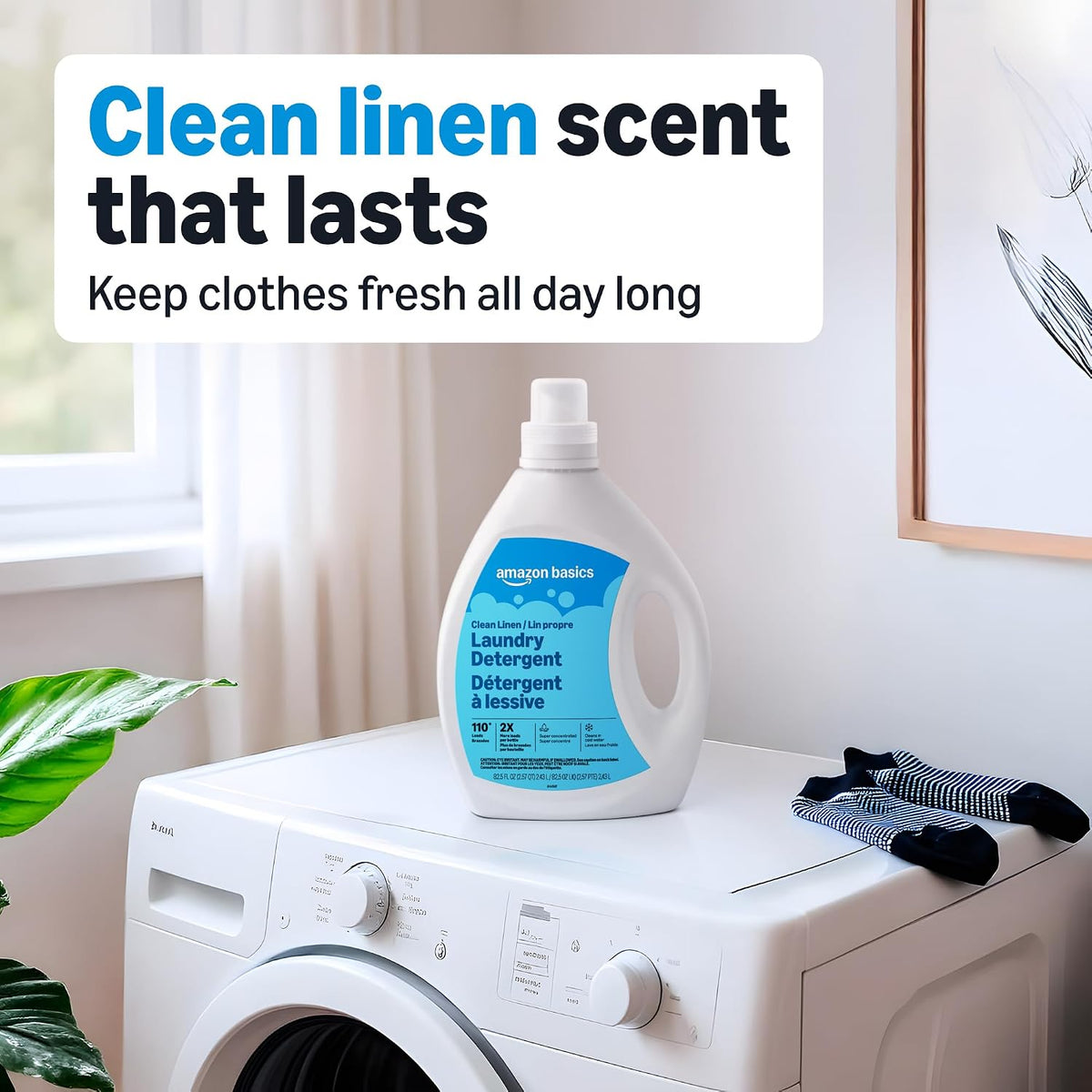 Concentrated Liquid Laundry Detergent, Clean Linen, 110 loads, 82.5 Fl Oz, Packaging May Vary