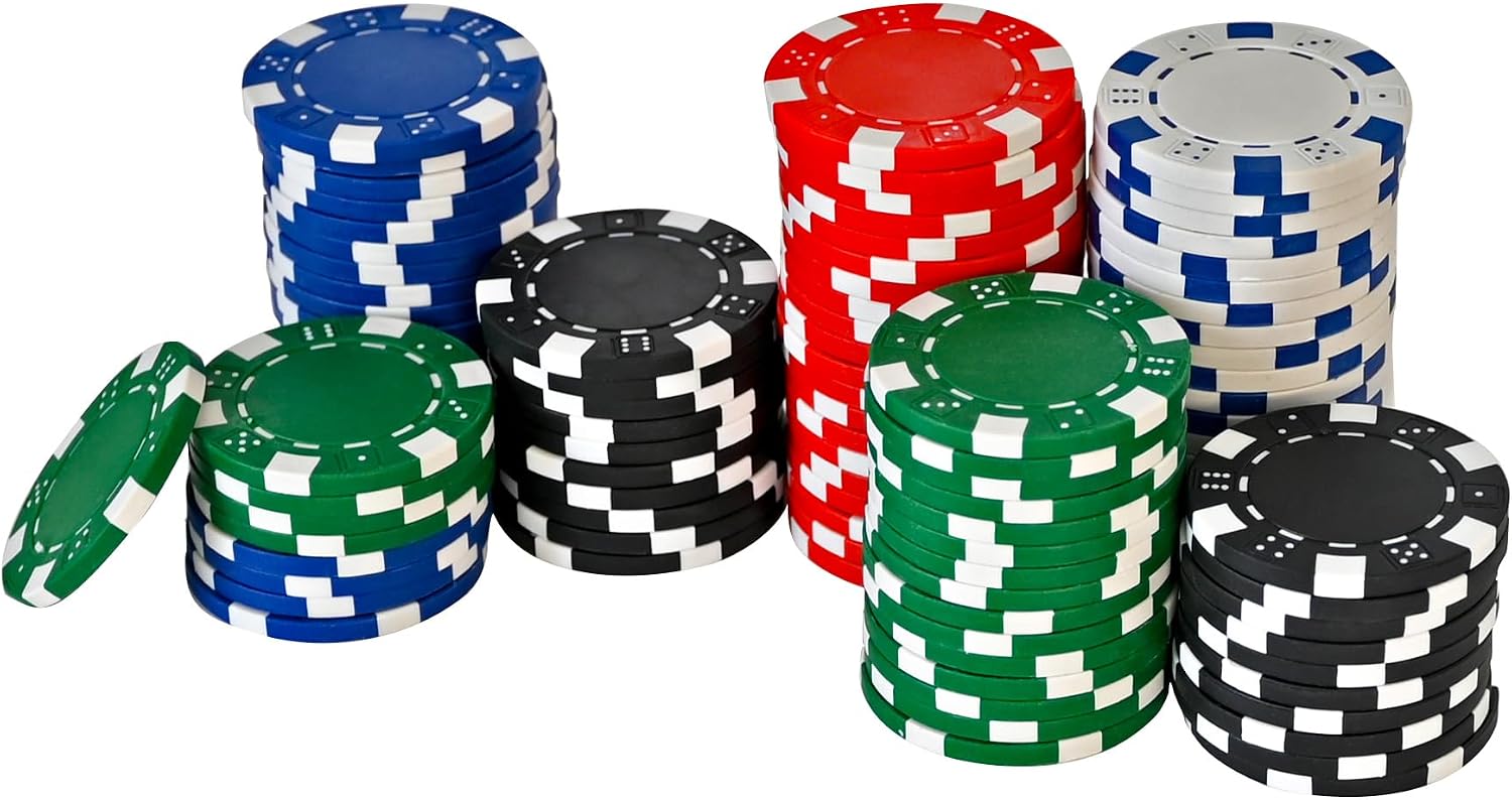 Games 100-Piece Poker Chip Set with Tray, 11.5g Casino Chips | 5 Colors, Authentic Casino Style Chips, Great for