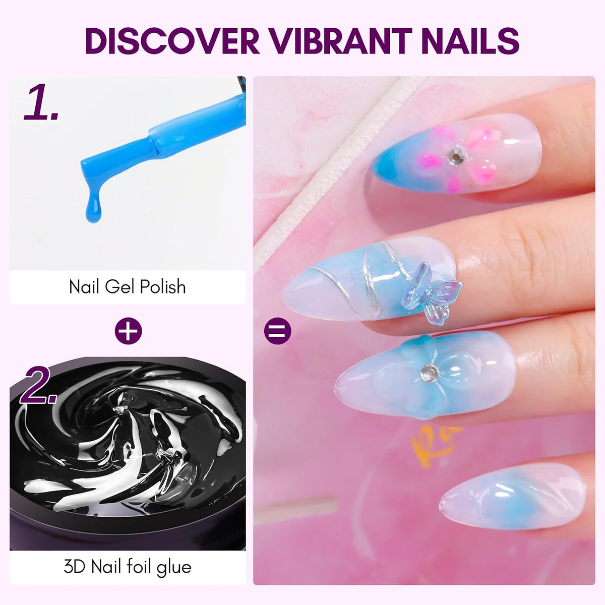 3D Nail Gel: Nail Foil Glue Transfer Gels 8g for Partial Transfer
