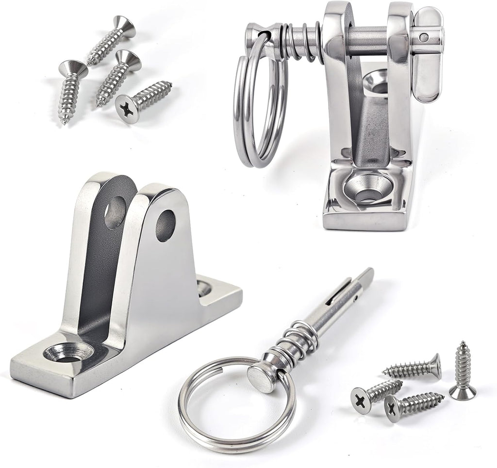 Bimini Top Deck Hinge, 316 Stainless Quick Release Pin, 2 Pack