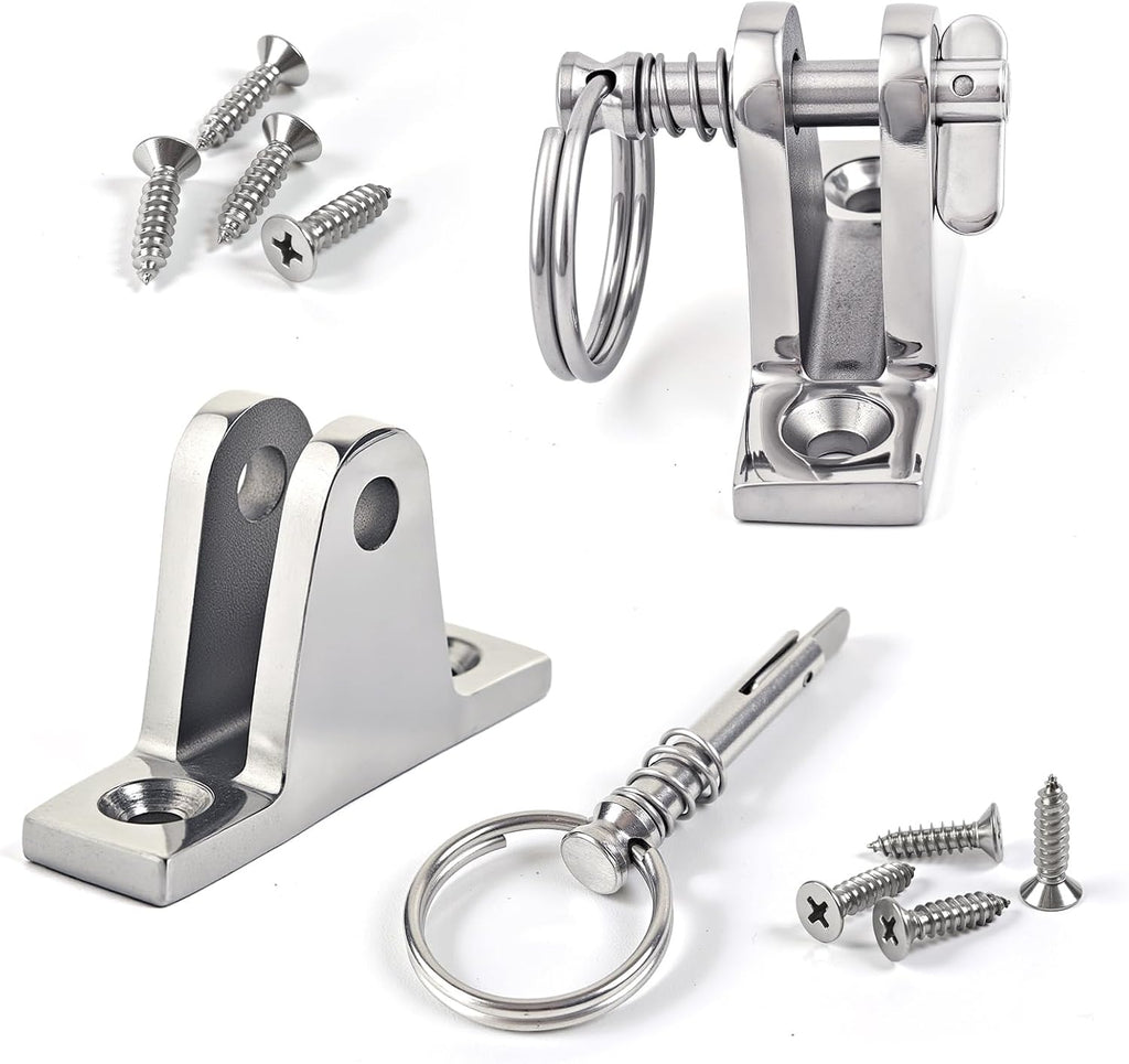 Bimini Top Deck Hinge, 316 Stainless Quick Release Pin, 4 Pack