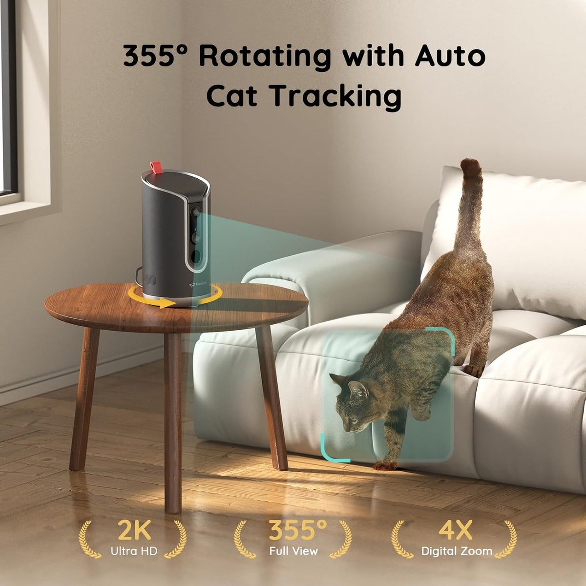2K Pet Camera Treat Dispenser, AI Photo Album, Dog Camera with 360° Auto Tracking & 5G/2.4G WiFi, 2-Way Talk, Remote