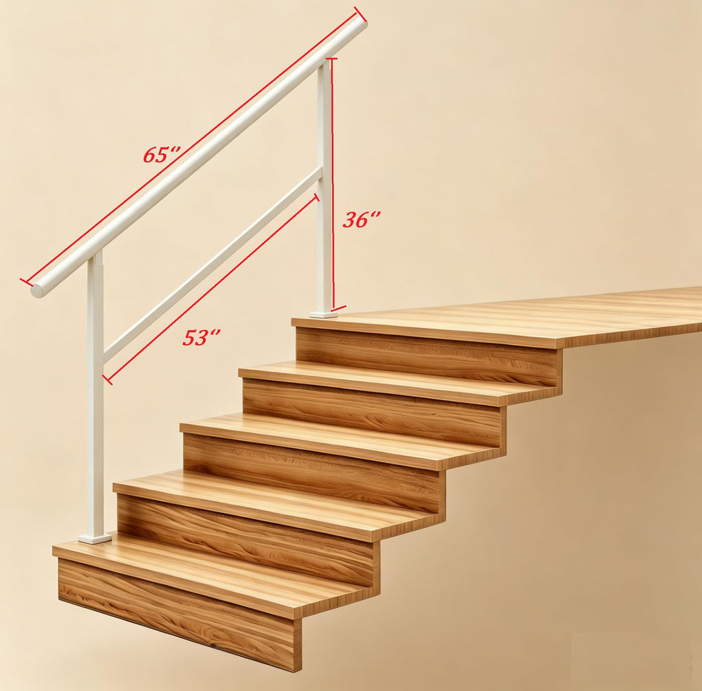 2 Pack Hand Rails for Outdoor Steps,5 Step White Railing Kit