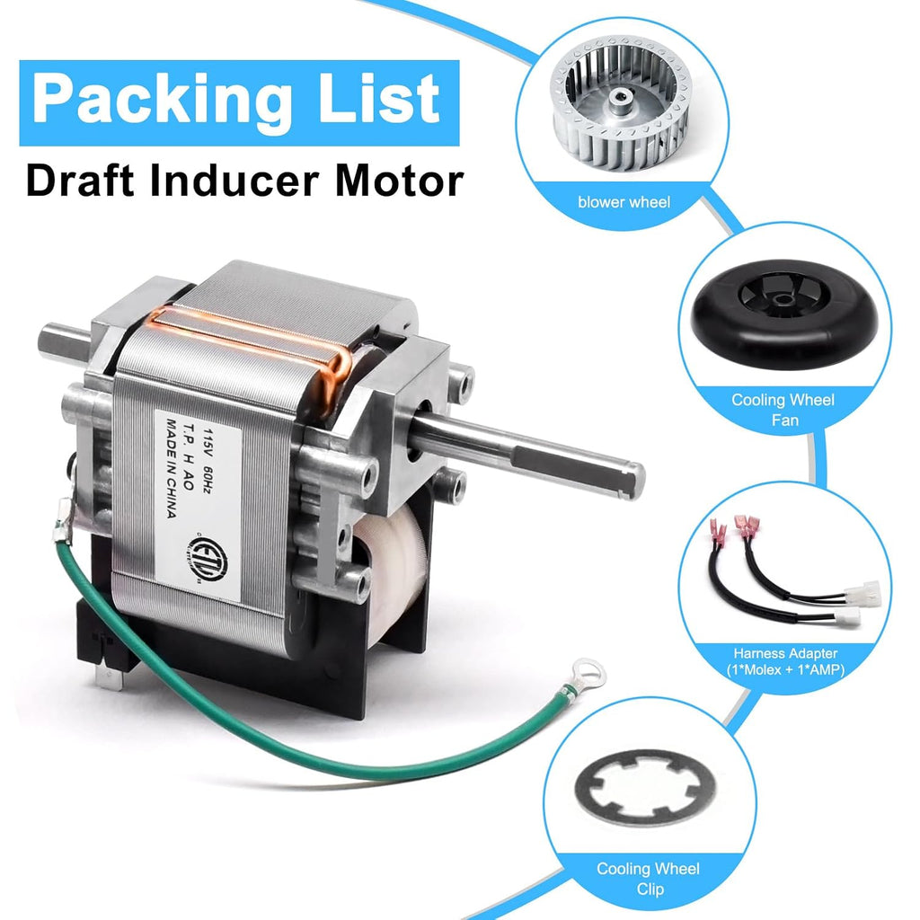 318984-753 HC21ZE117 Draft Inducer Motor Kit for Carrier Furnace, HC21ZE114A 318984753 SM4753 Furnace Draft Inducer Motor with Blower Wheel LA11AA005 for Carrier, Bryant, Payne and Jakel Models