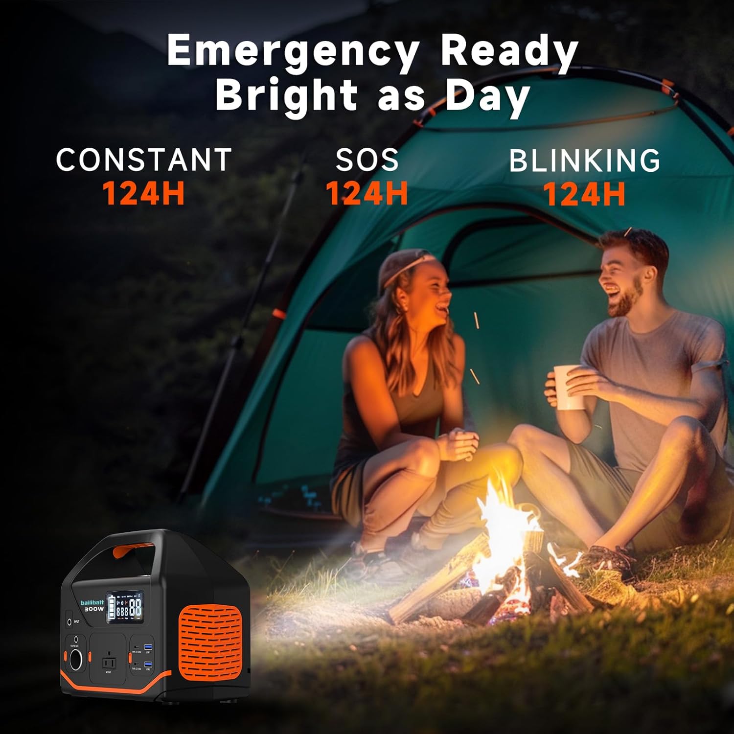 300W Portable Power Station, 266Wh Solar Generator with 7 Outputs & Dual USB-C PD (24W+18W), 110V Pure Sine Wave AC