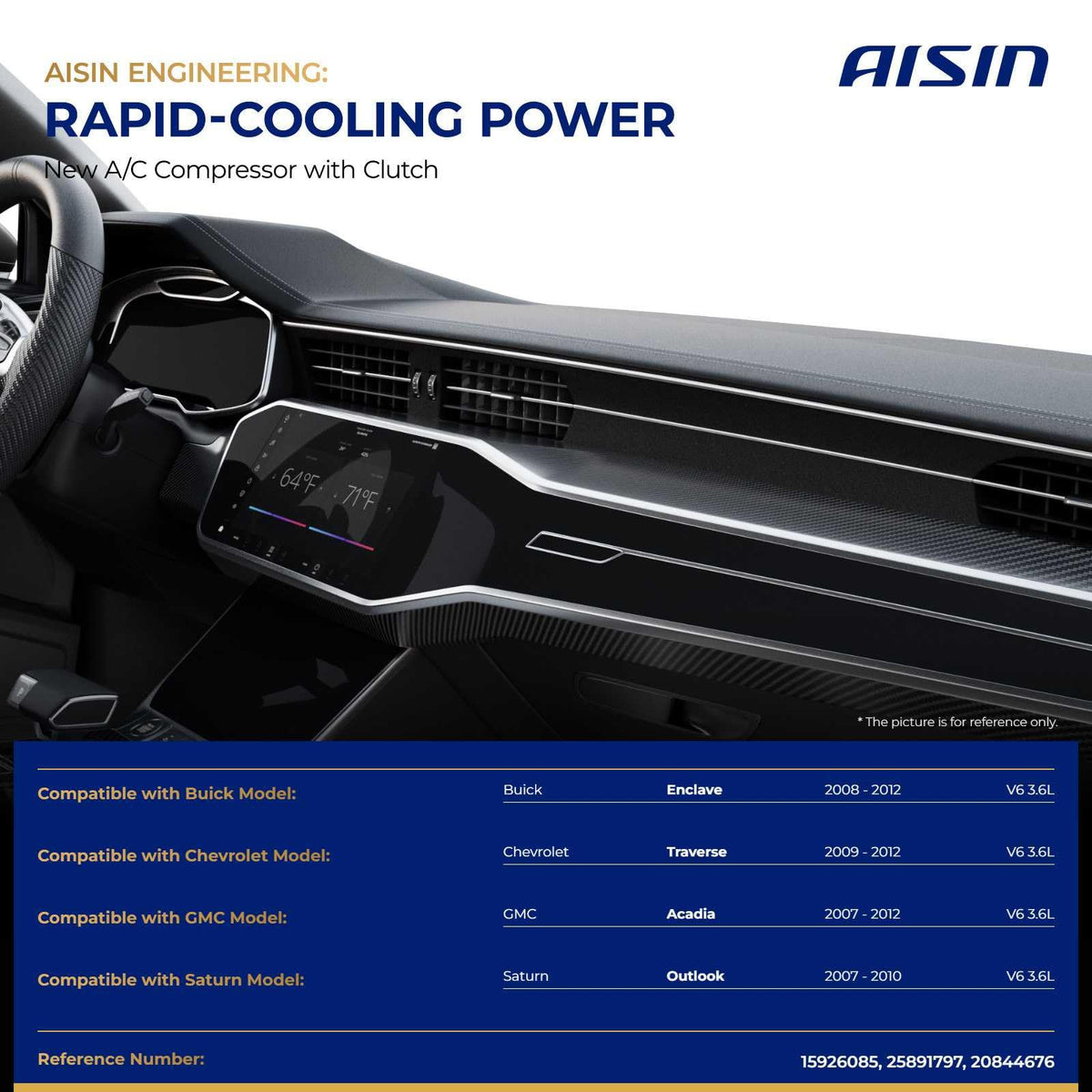 AISIN AFTERMARKET ACCGM-00561 Air Conditioning AC Compressor with Clutch