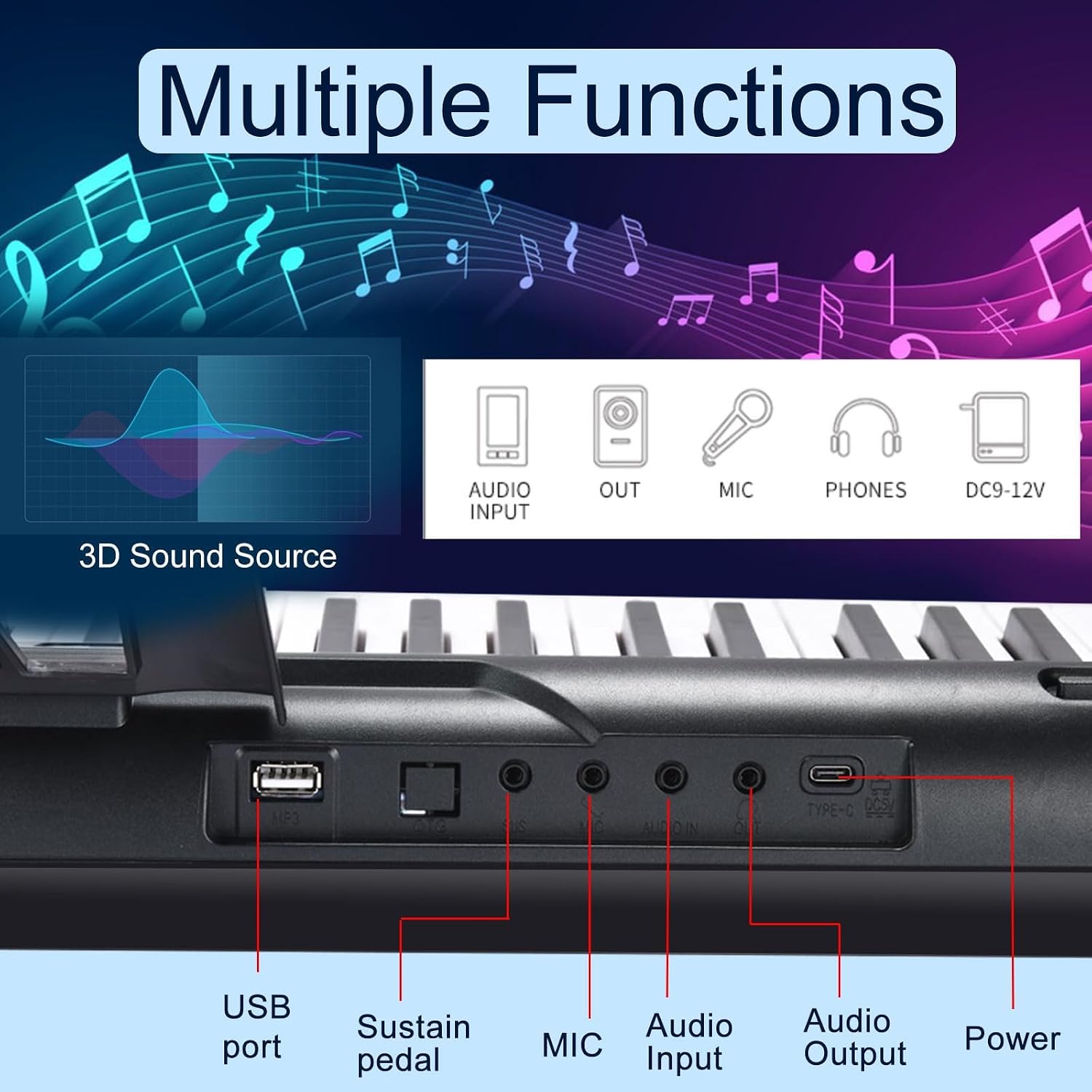 88 Key Keyboard Piano, Semi Weighted Electronic Digital Piano with Music Stand, Power Supply, Sustain Pedal, Stand