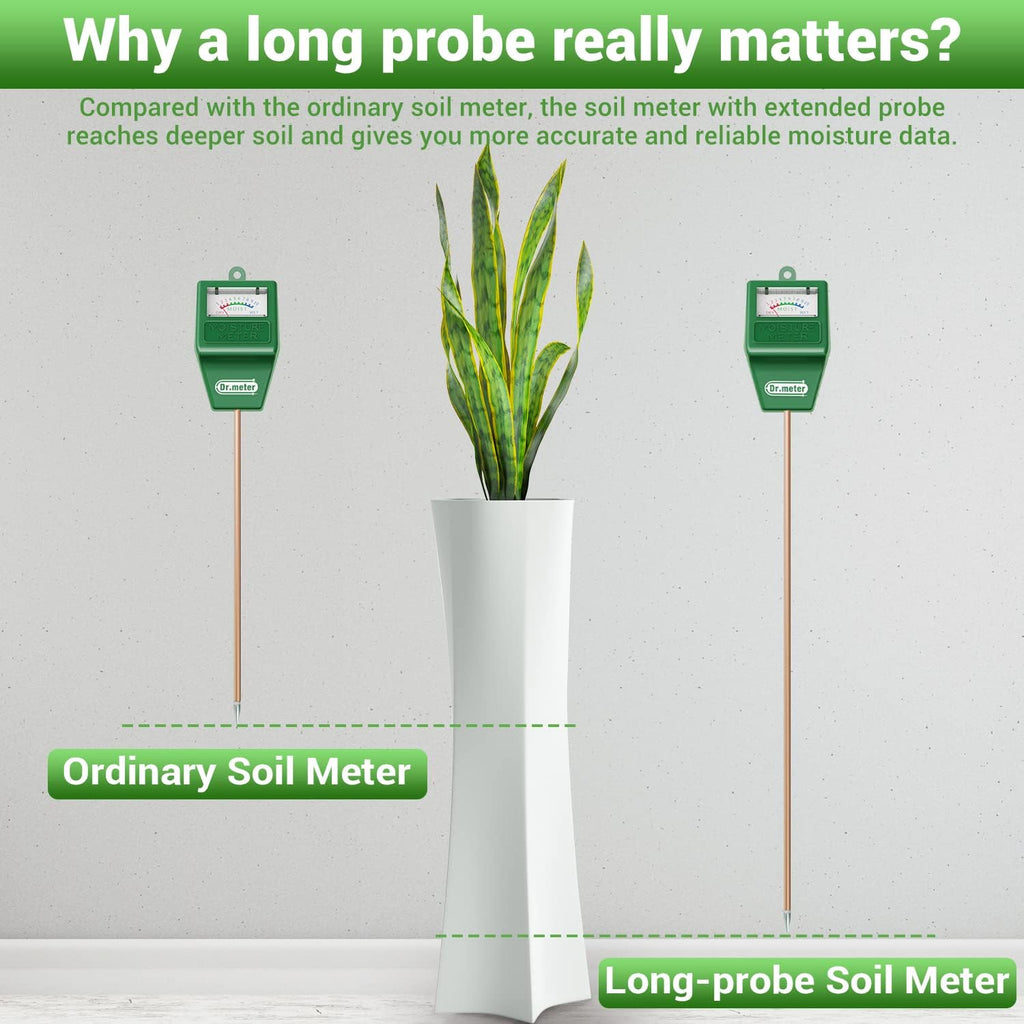 Long Probe Soil Moisture Meter Tester for Plants No Battery Needed | Hygrometer Moisture Sensor for Houseplants