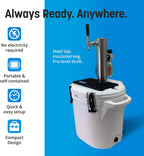 ColdOne Non-Electric Portable Kegerator, 2 Gallon Refillable Keg for Craft Beverages, CO2 Regulator with Stainless