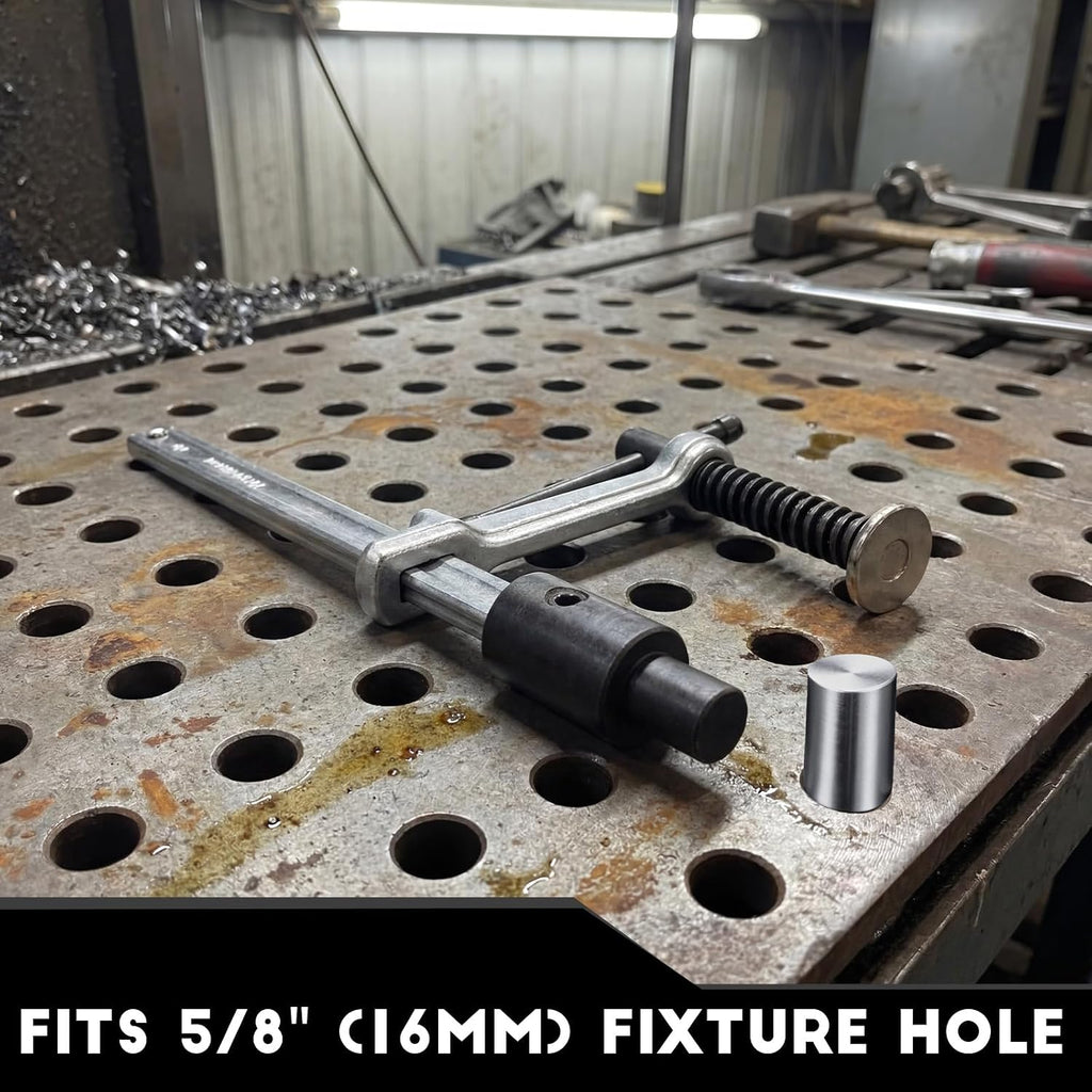 2 Pcs Welding Fixture with T-handle 12 Pcs 5/8 Inch Welding Table Fixture Pin Set Maximum Opening 6-1/2 Inch Throat