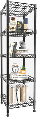 5 Tier Standing Shelving Metal Units, Adjustable Height Wire Shelf Display Rack for Laundry Bathroom Kitchen 11.8 W x